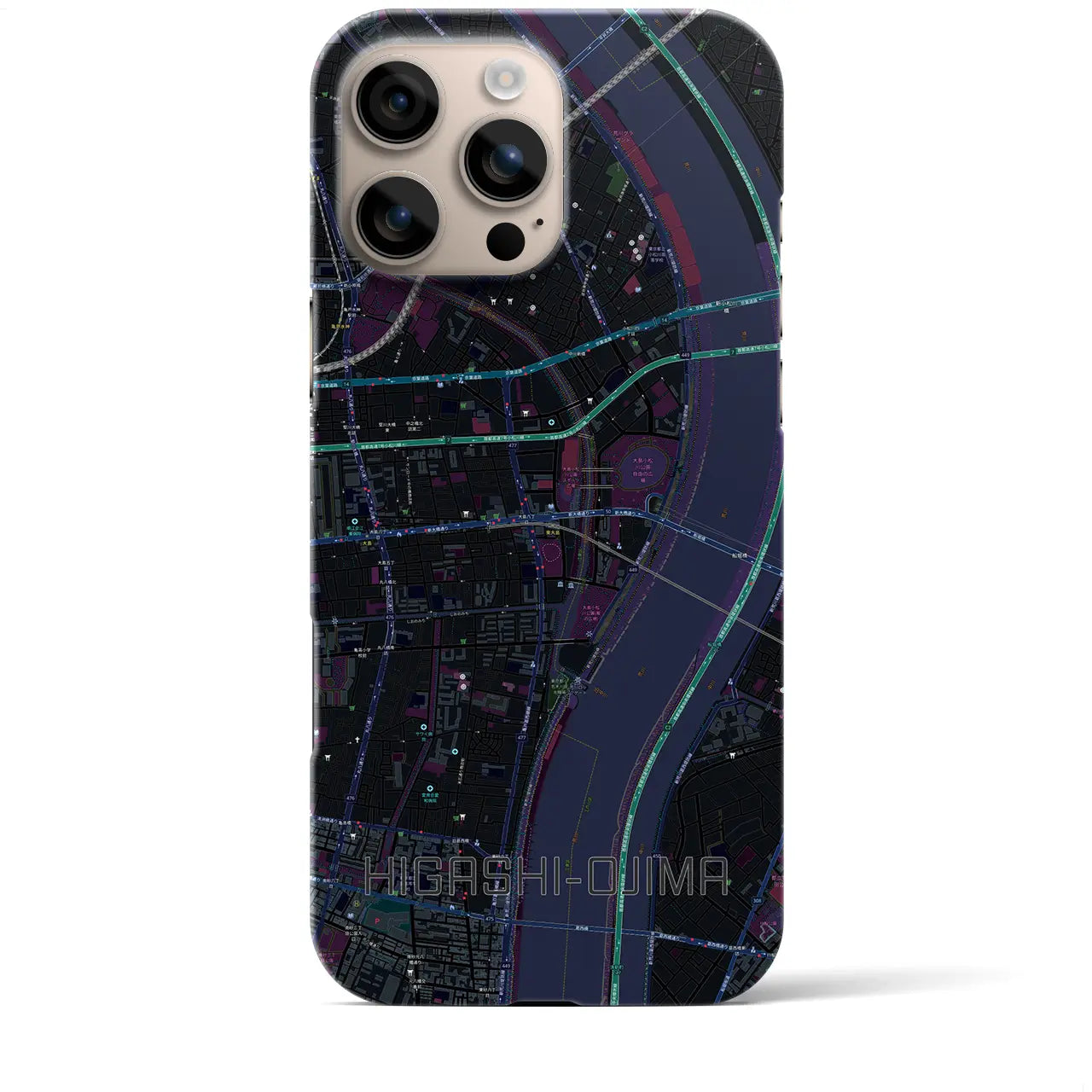 【東大島(東京都)】地図柄iPhoneケース(バックカバータイプ)