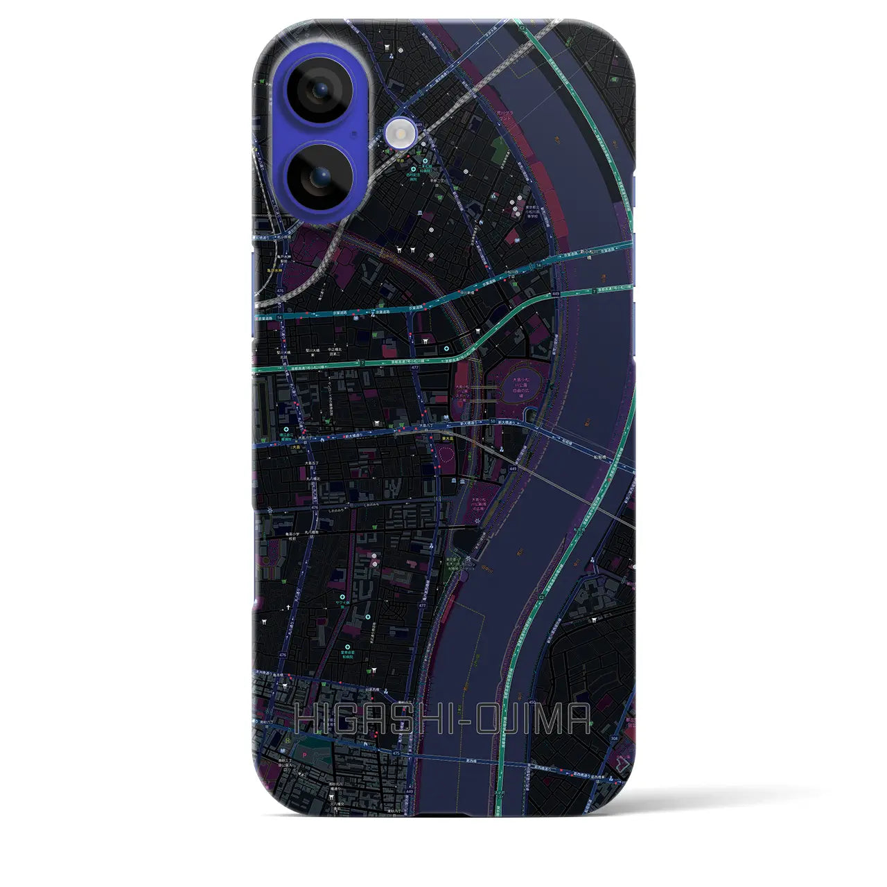 【東大島(東京都)】地図柄iPhoneケース(バックカバータイプ)