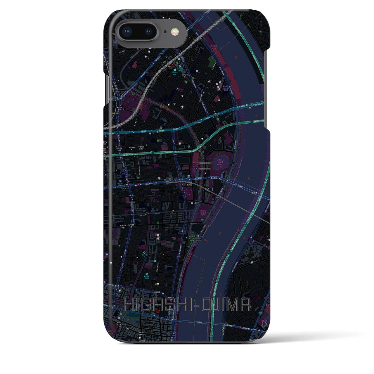 【東大島(東京都)】地図柄iPhoneケース(バックカバータイプ)