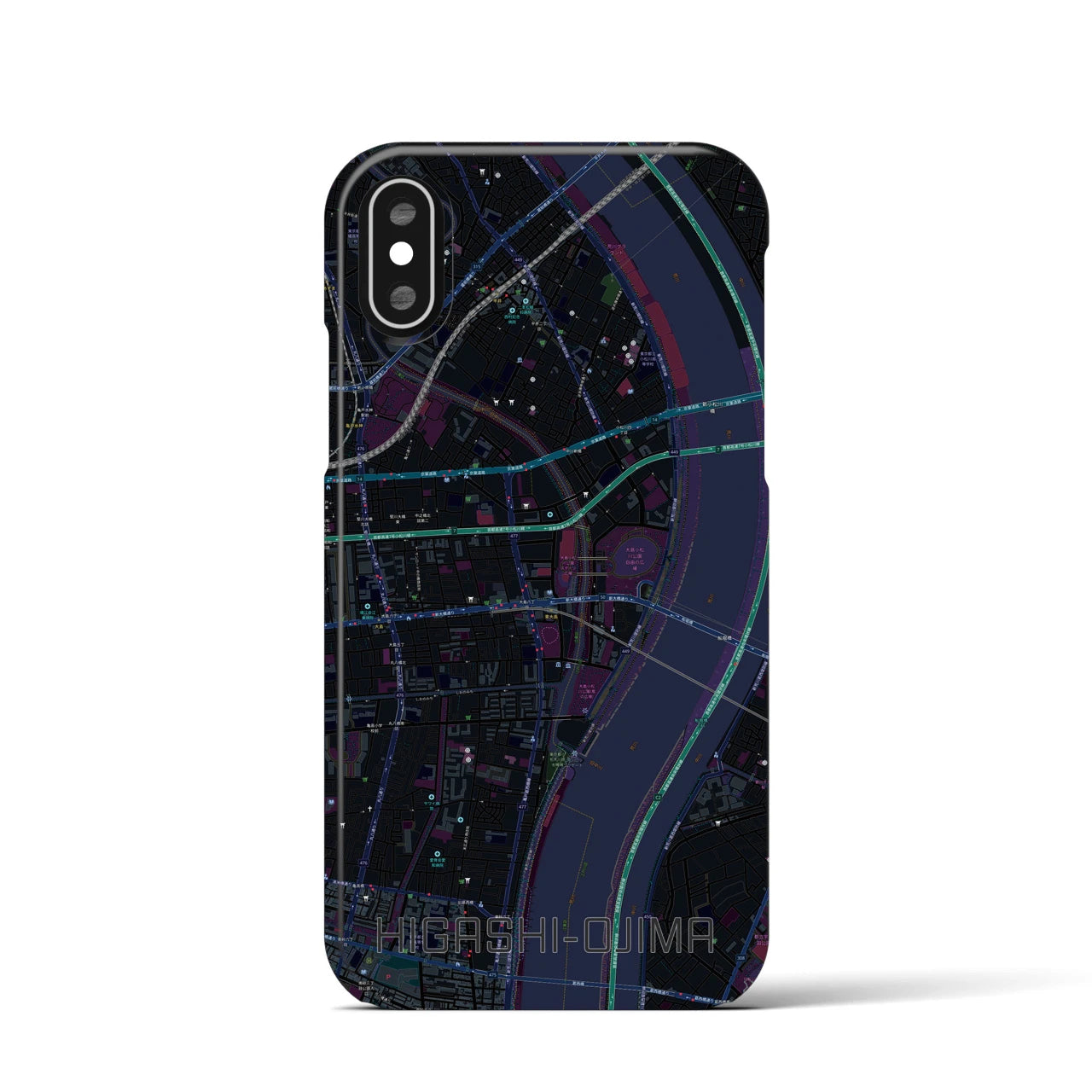 【東大島(東京都)】地図柄iPhoneケース(バックカバータイプ)