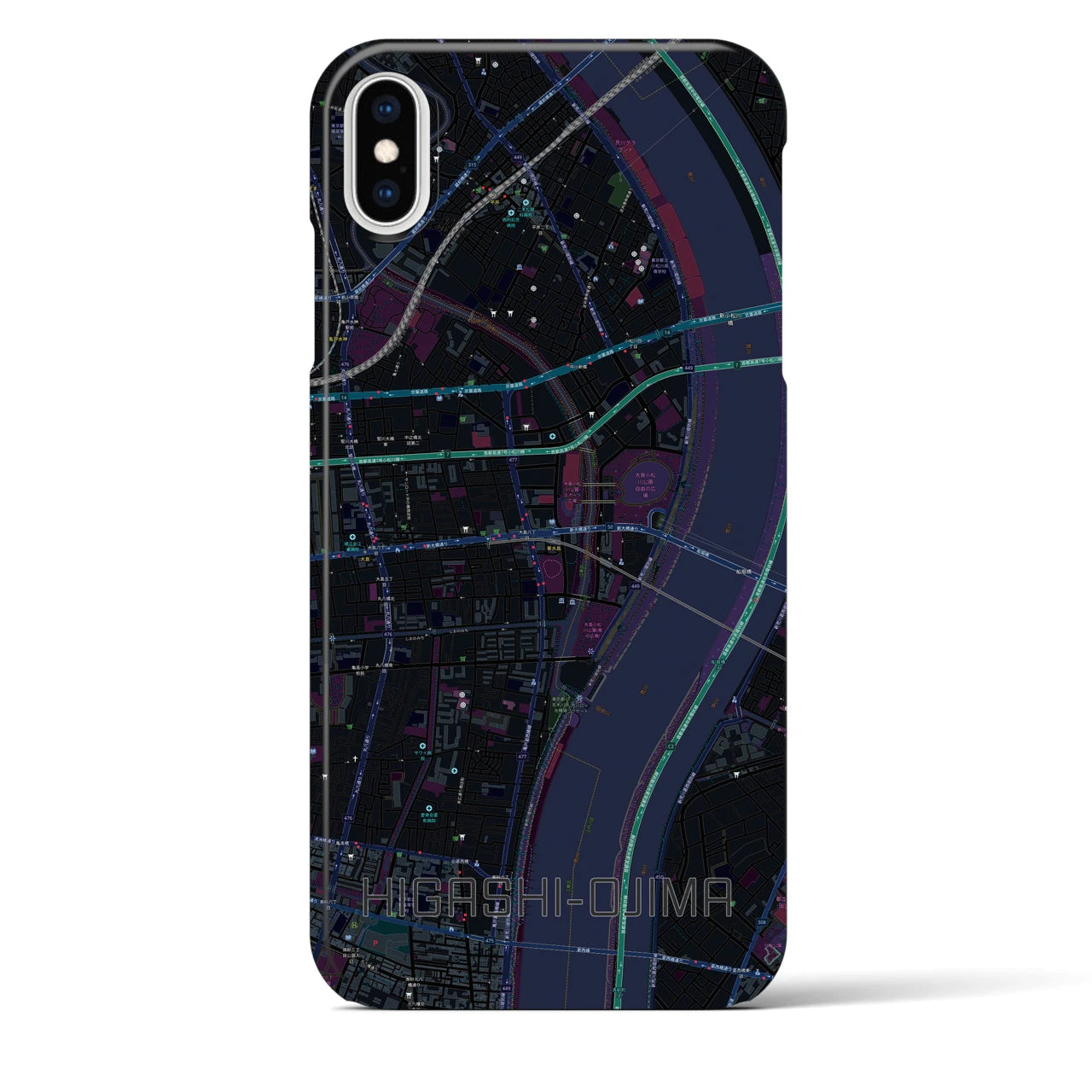 【東大島(東京都)】地図柄iPhoneケース(バックカバータイプ)