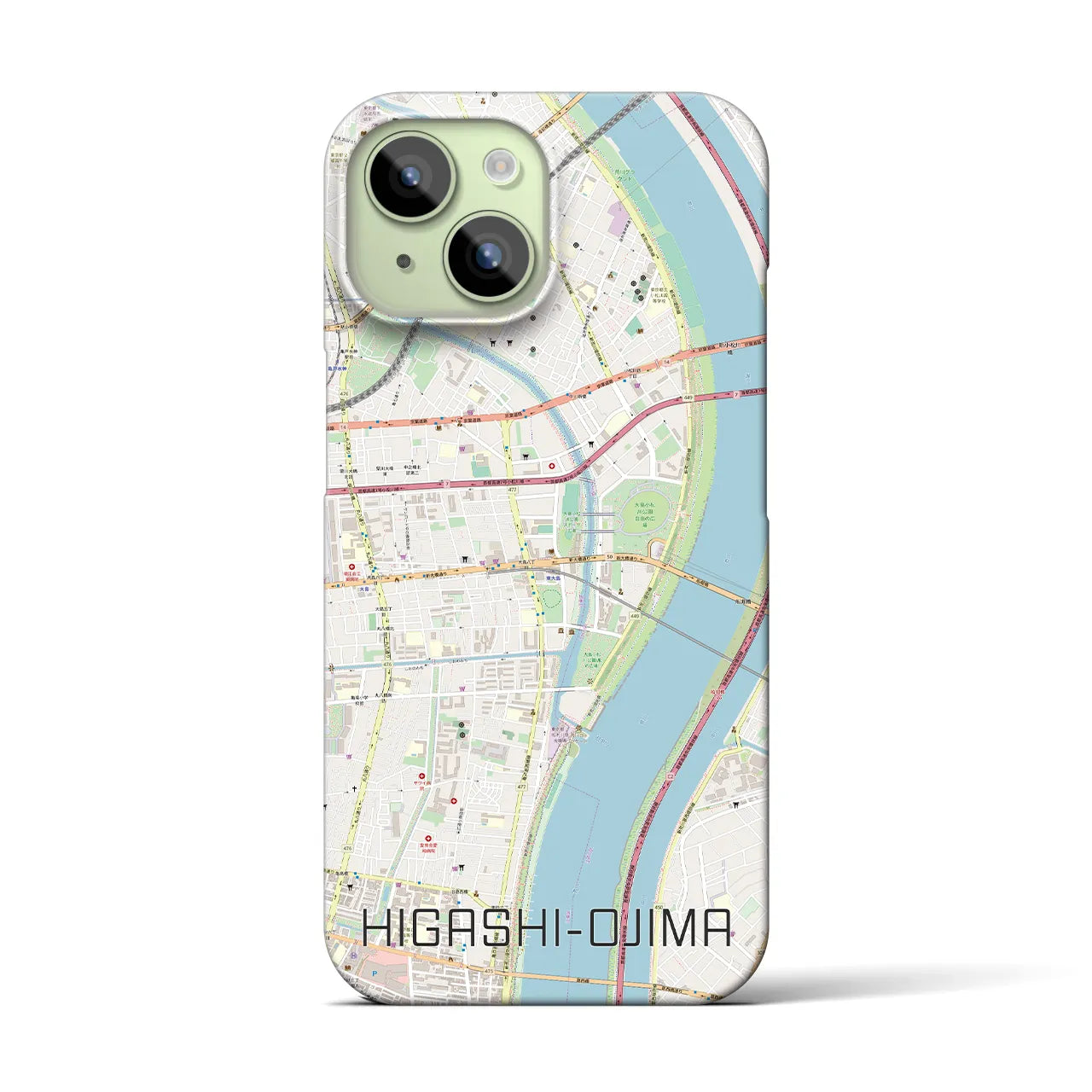 【東大島(東京都)】地図柄iPhoneケース(バックカバータイプ)