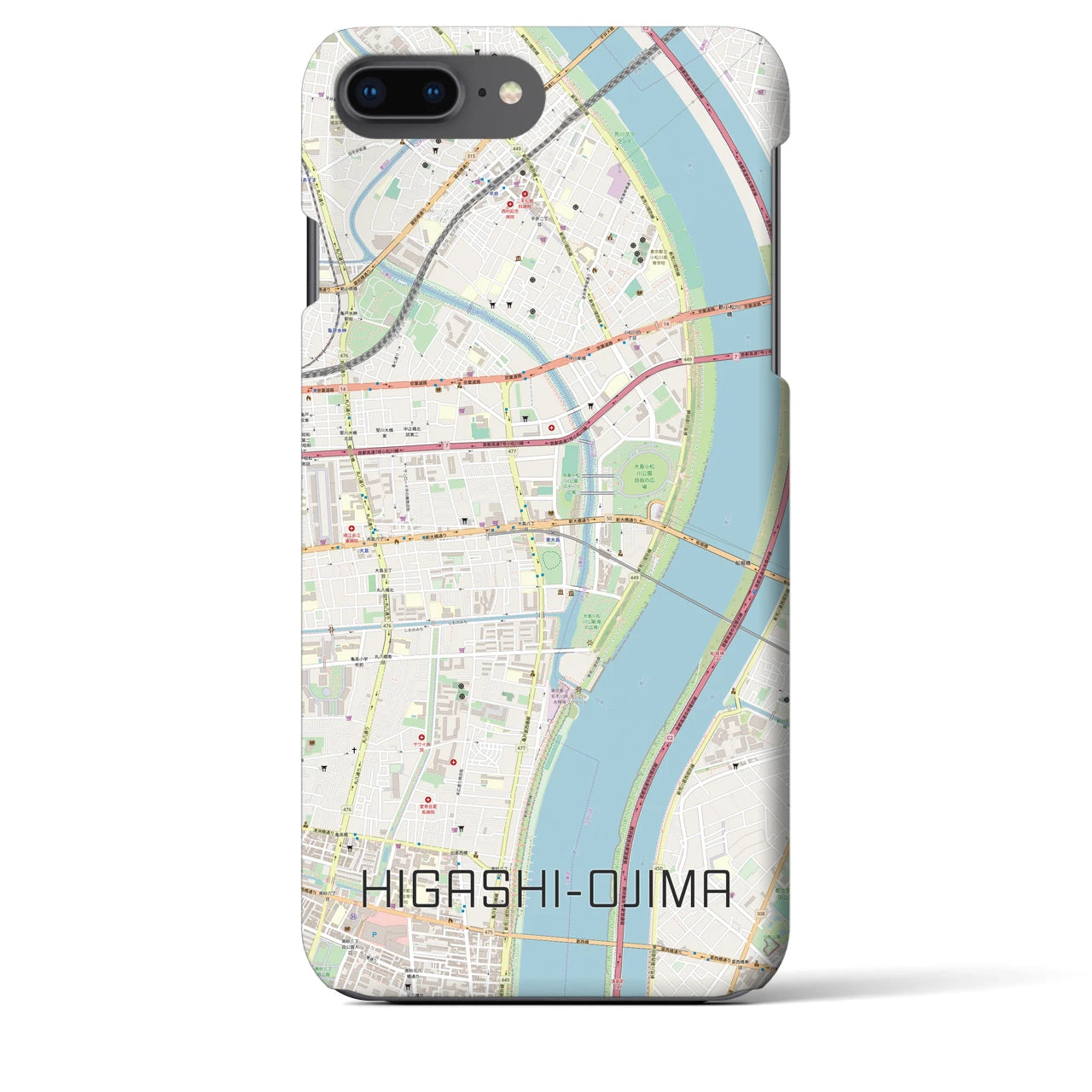 【東大島(東京都)】地図柄iPhoneケース(バックカバータイプ)