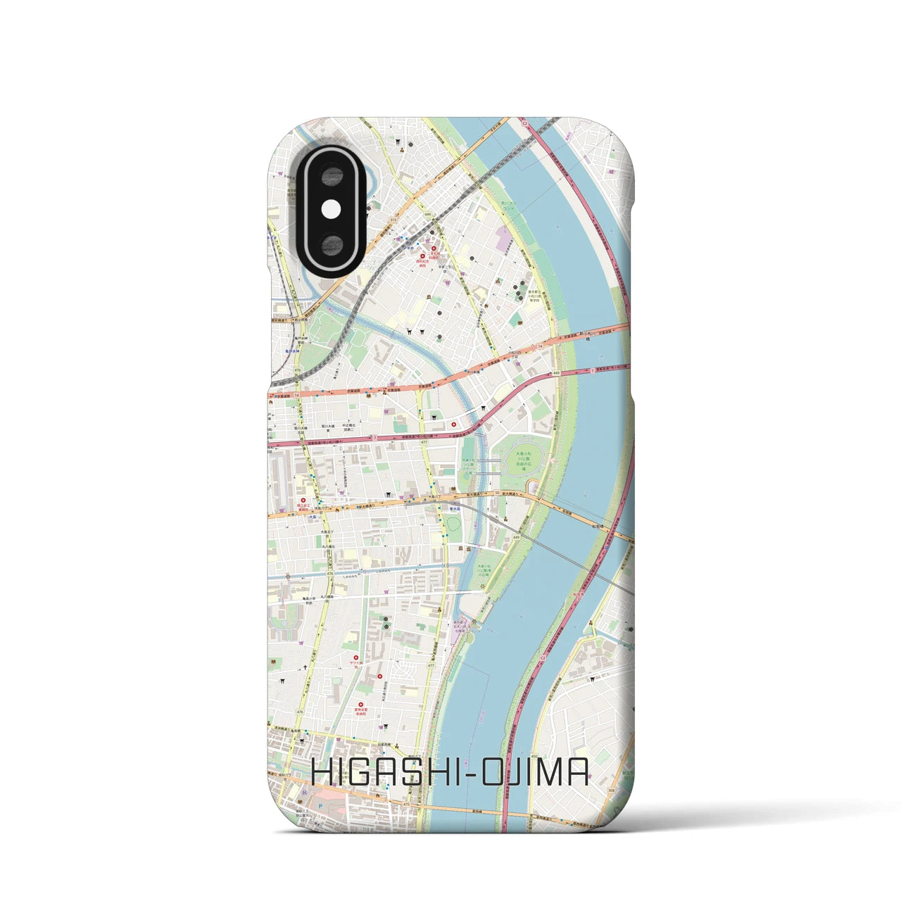 【東大島(東京都)】地図柄iPhoneケース(バックカバータイプ)