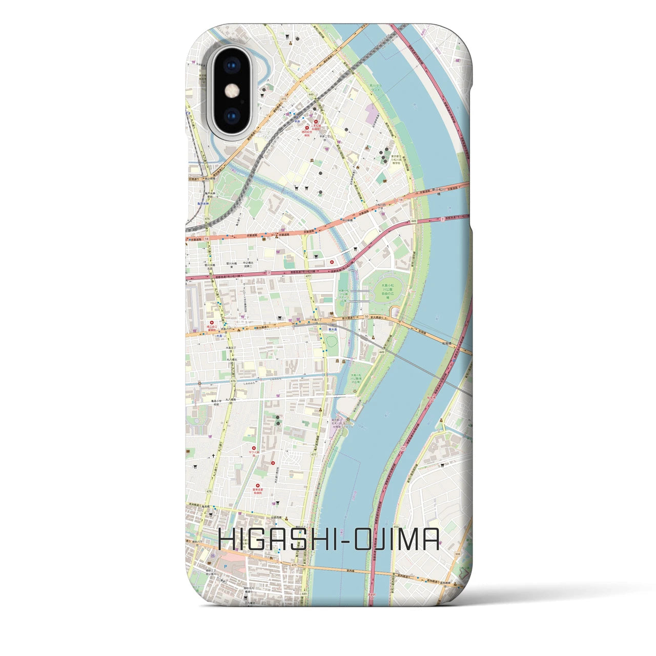 【東大島(東京都)】地図柄iPhoneケース(バックカバータイプ)