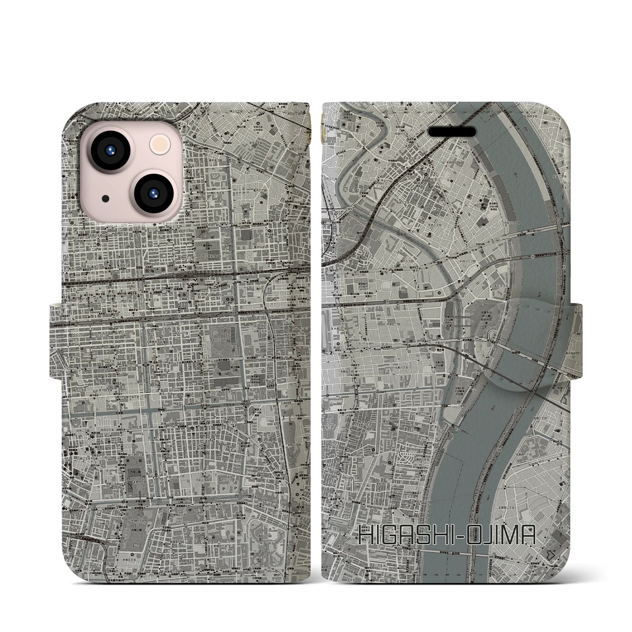 【東大島(東京都)】地図柄iPhoneケース(手帳タイプ)