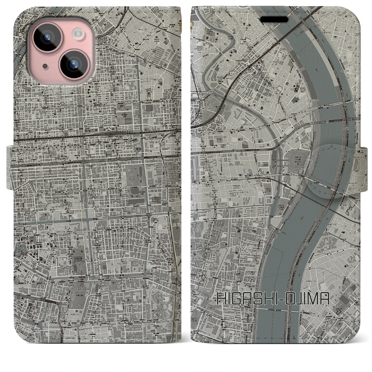 【東大島(東京都)】地図柄iPhoneケース(手帳タイプ)