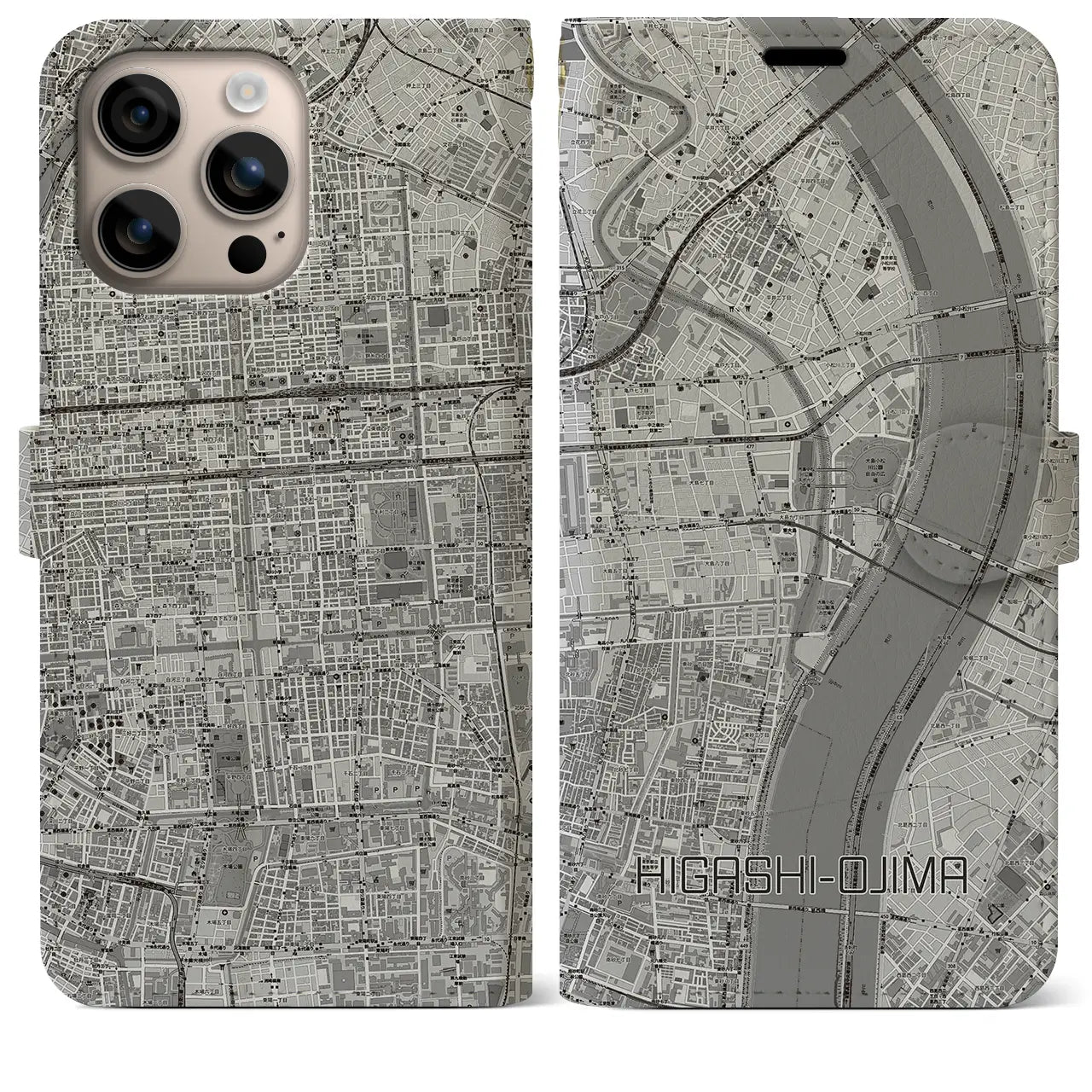 【東大島(東京都)】地図柄iPhoneケース(手帳タイプ)