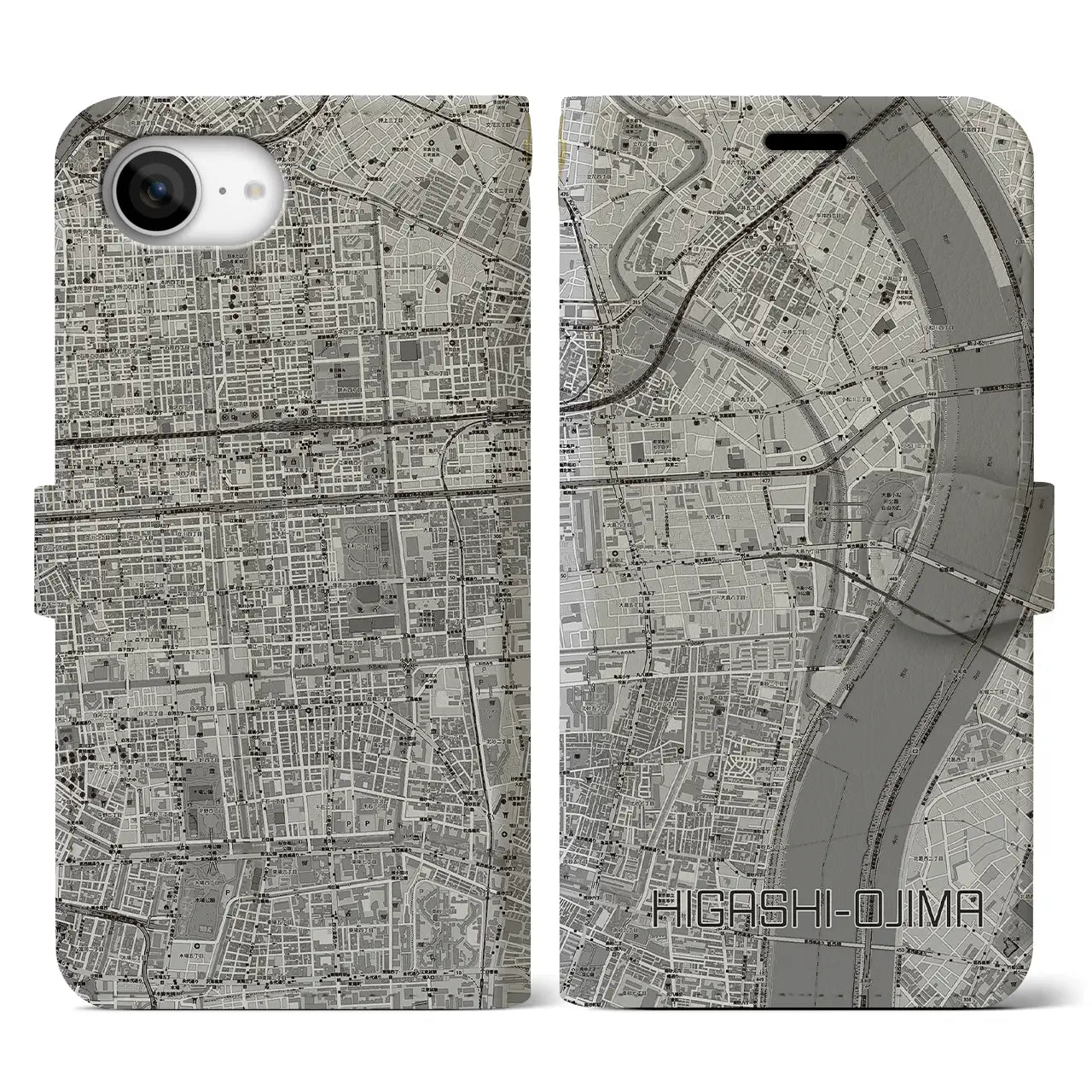 【東大島(東京都)】地図柄iPhoneケース(手帳タイプ)