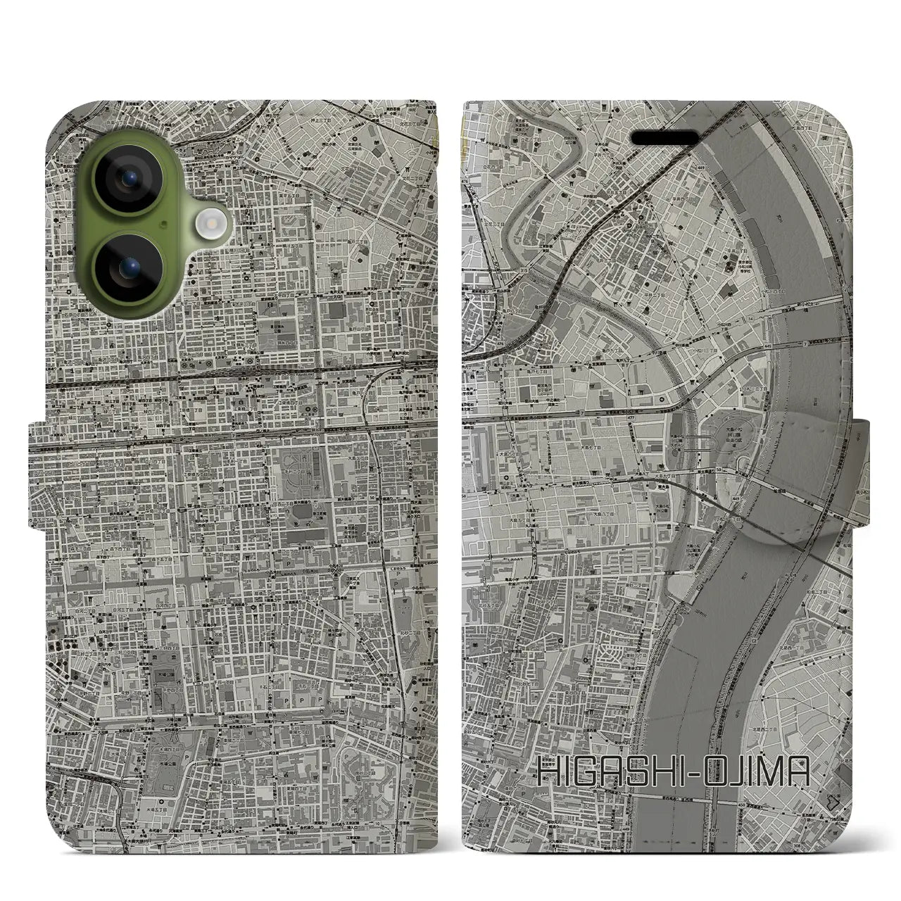 【東大島(東京都)】地図柄iPhoneケース(手帳タイプ)
