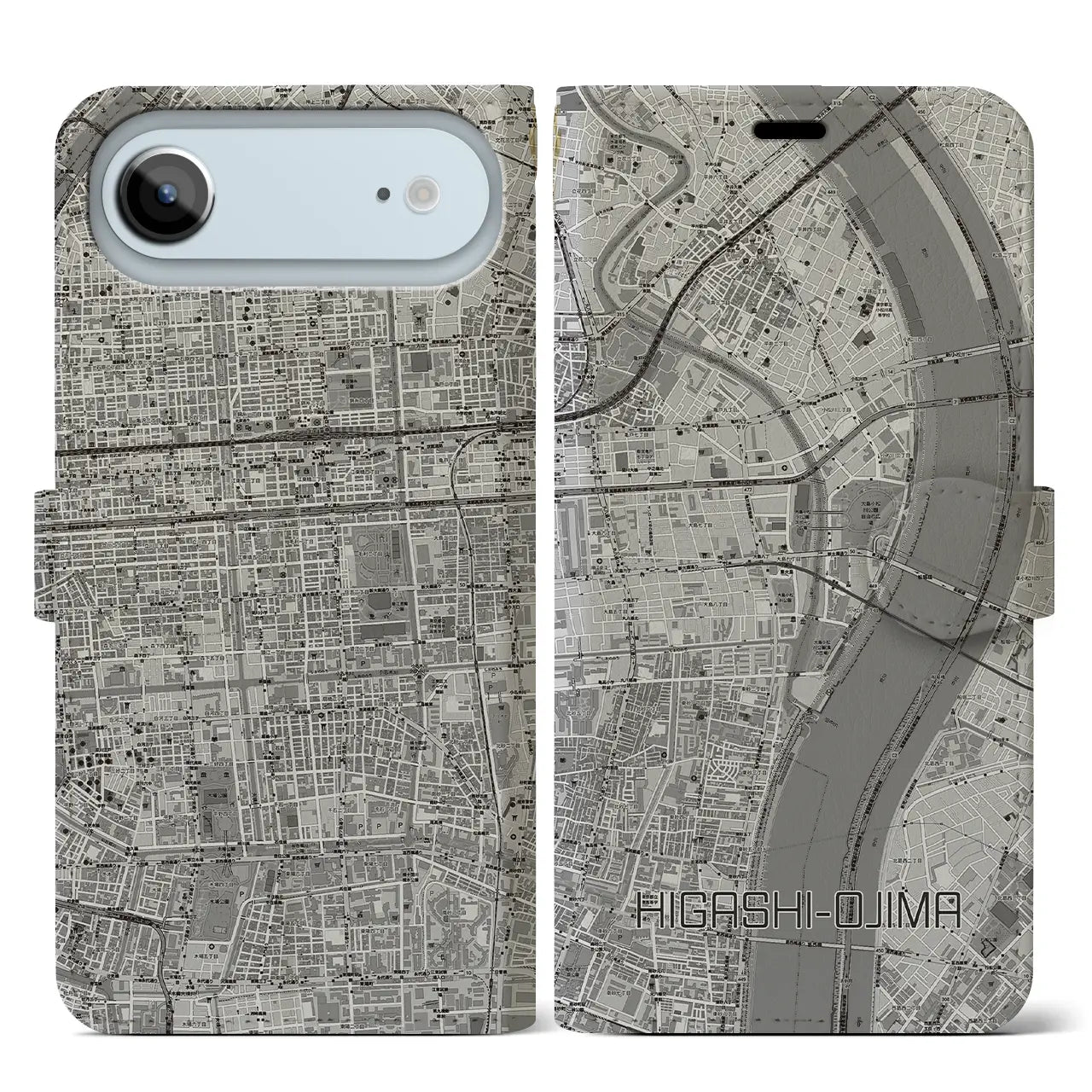 【東大島(東京都)】地図柄iPhoneケース(手帳タイプ)