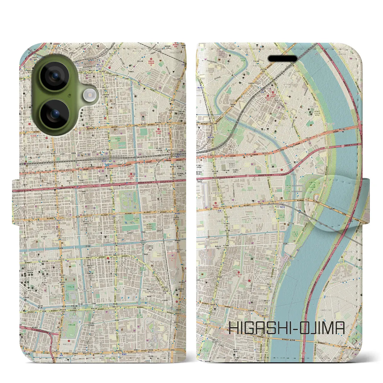 【東大島(東京都)】地図柄iPhoneケース(手帳タイプ)