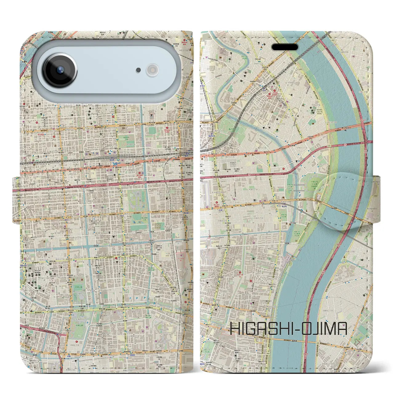 【東大島(東京都)】地図柄iPhoneケース(手帳タイプ)