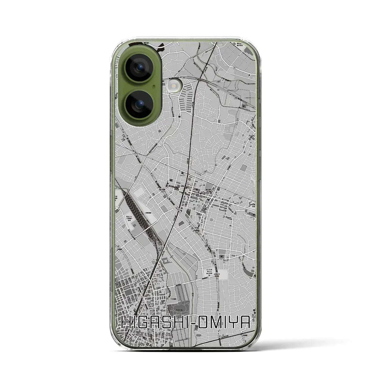 【東大宮(埼玉県)】地図柄iPhoneケース(クリアタイプ)モノトーン・iPhone 17 Pro Max 用