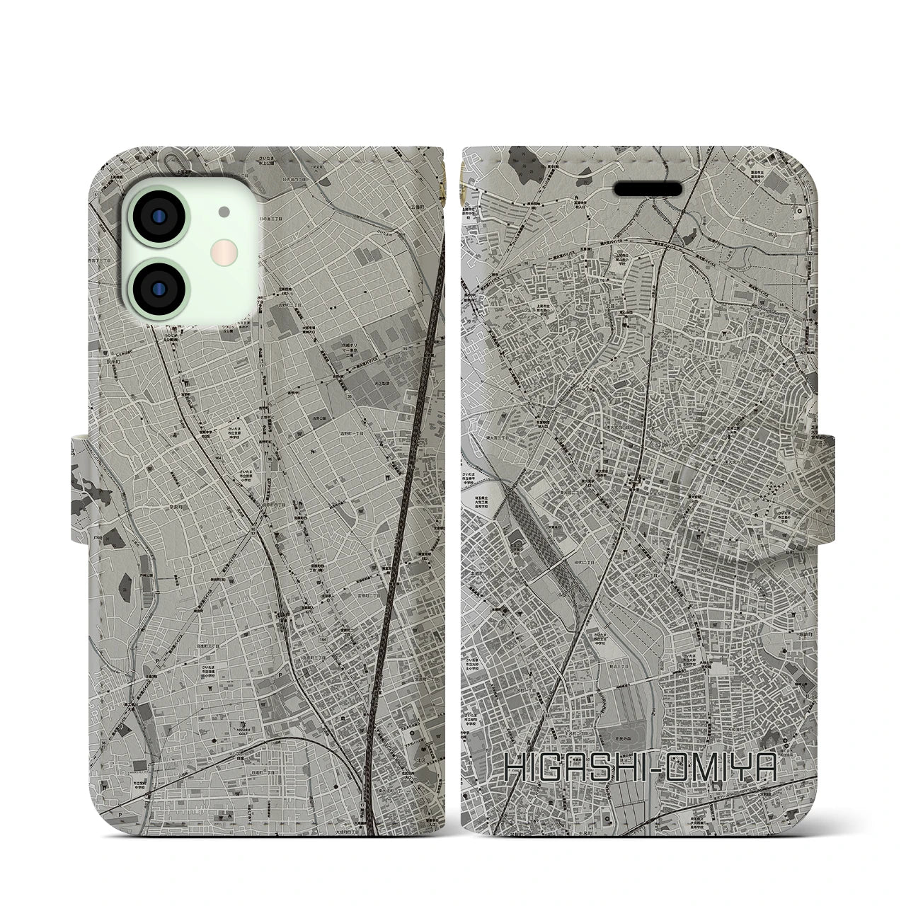 【東大宮(埼玉県)】地図柄iPhoneケース(手帳タイプ)