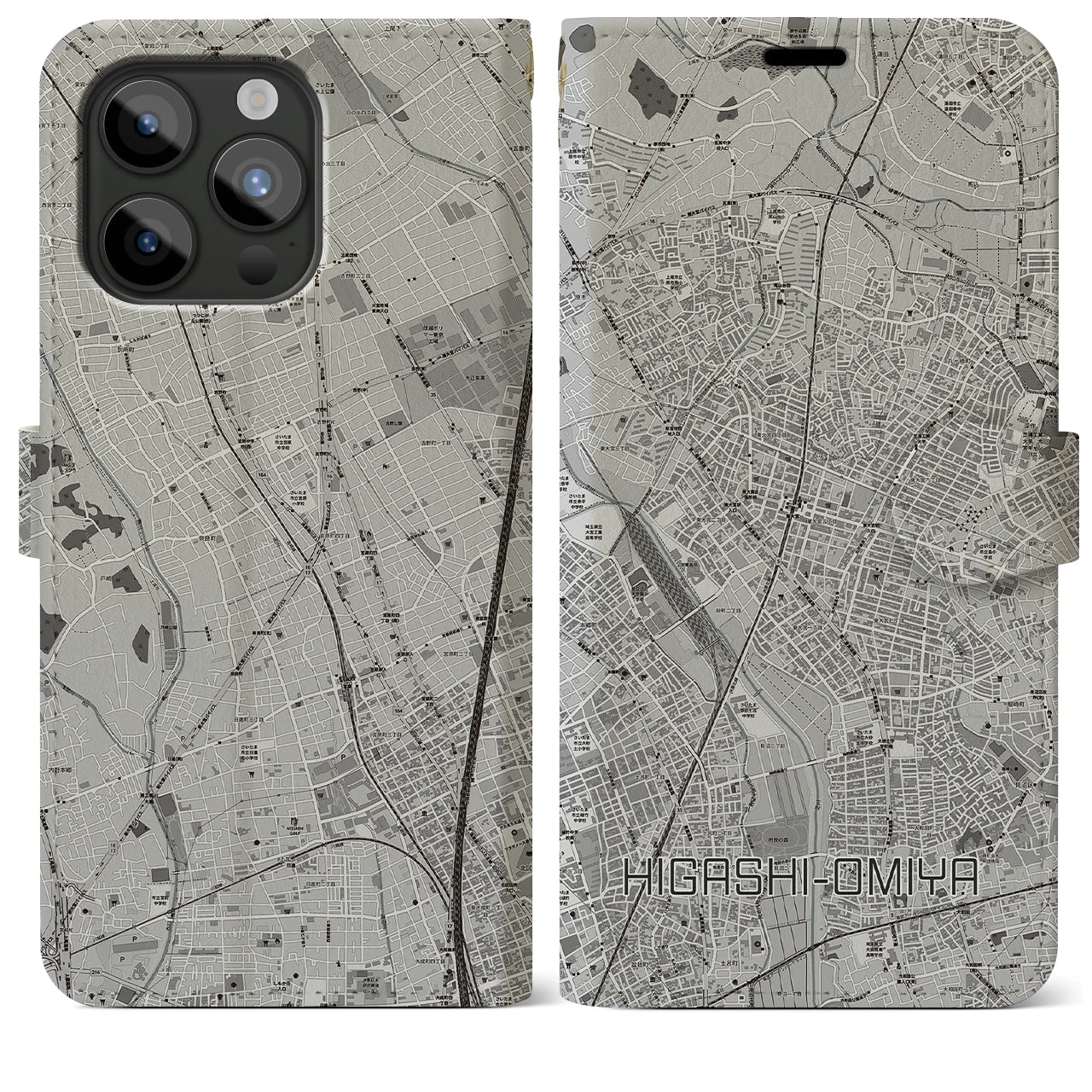 【東大宮(埼玉県)】地図柄iPhoneケース(手帳タイプ)