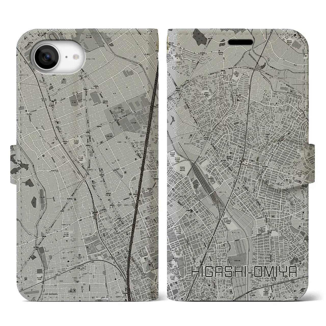 【東大宮(埼玉県)】地図柄iPhoneケース(手帳タイプ)