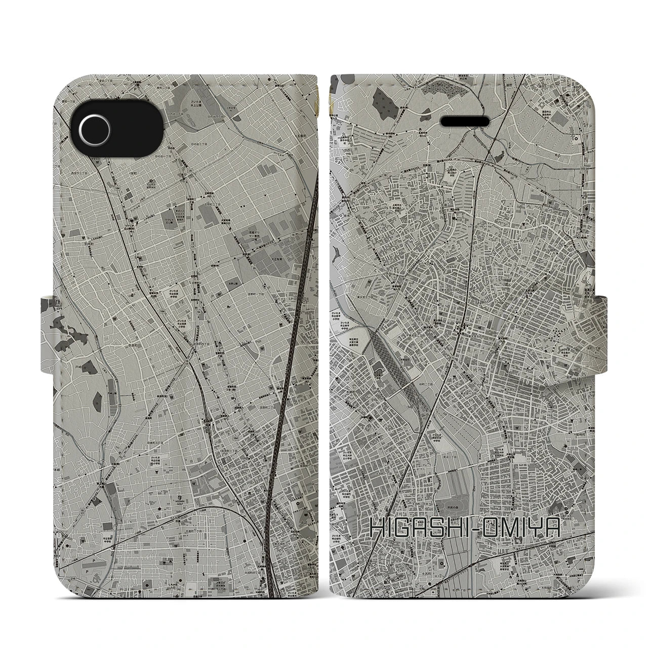 【東大宮(埼玉県)】地図柄iPhoneケース(手帳タイプ)