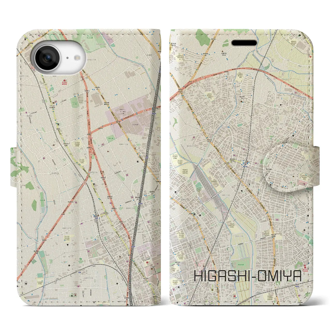 【東大宮(埼玉県)】地図柄iPhoneケース(手帳タイプ)