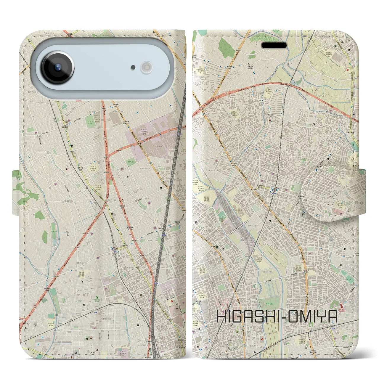 【東大宮(埼玉県)】地図柄iPhoneケース(手帳タイプ)