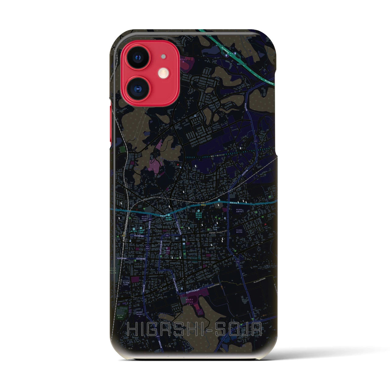 【東総社(岡山県)】地図柄iPhoneケース(バックカバータイプ)