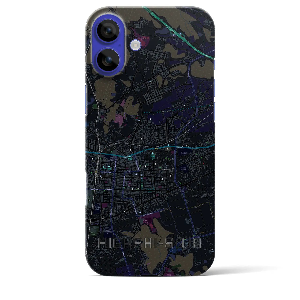 【東総社(岡山県)】地図柄iPhoneケース(バックカバータイプ)