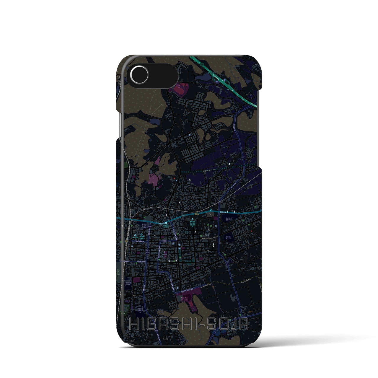 【東総社(岡山県)】地図柄iPhoneケース(バックカバータイプ)
