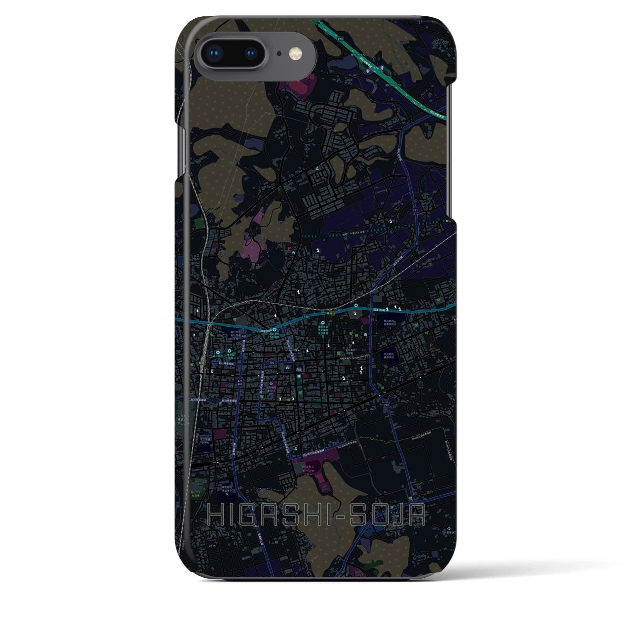 【東総社(岡山県)】地図柄iPhoneケース(バックカバータイプ)