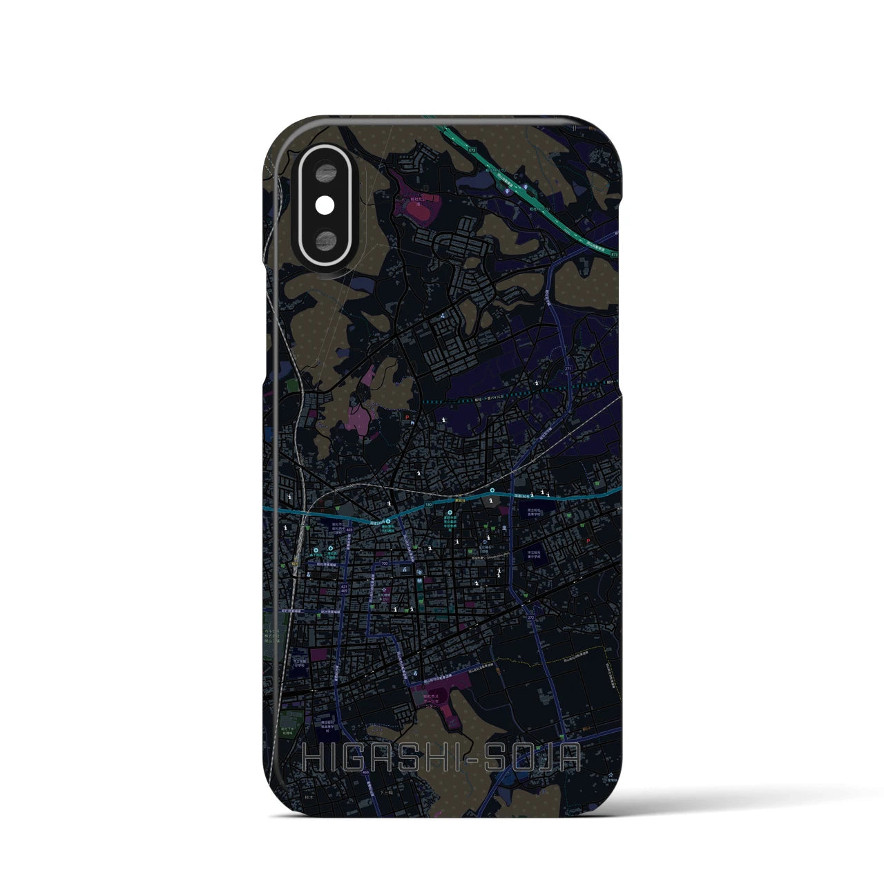 【東総社(岡山県)】地図柄iPhoneケース(バックカバータイプ)