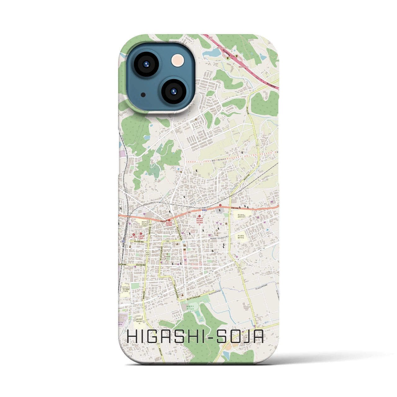 【東総社(岡山県)】地図柄iPhoneケース(バックカバータイプ)