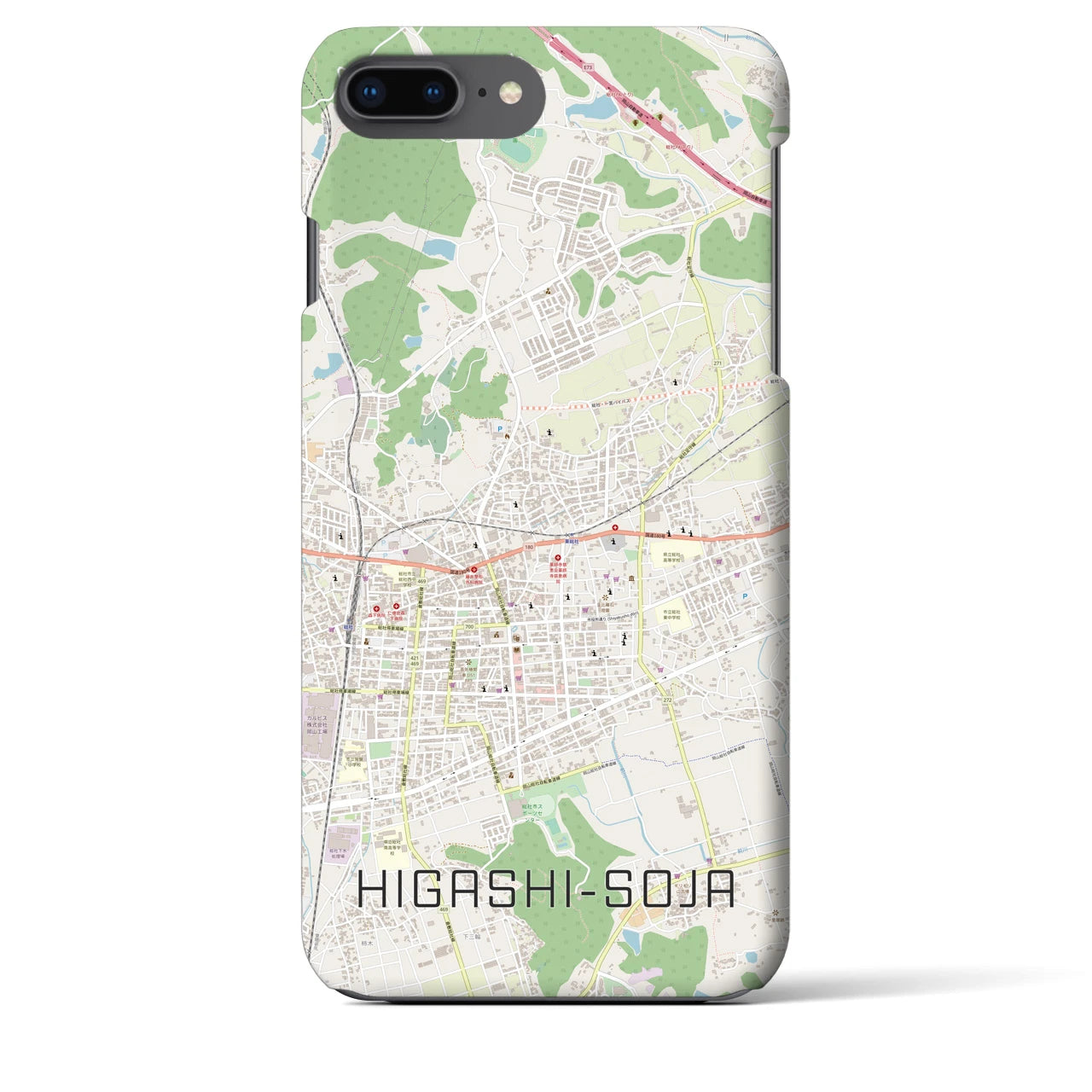 【東総社(岡山県)】地図柄iPhoneケース(バックカバータイプ)