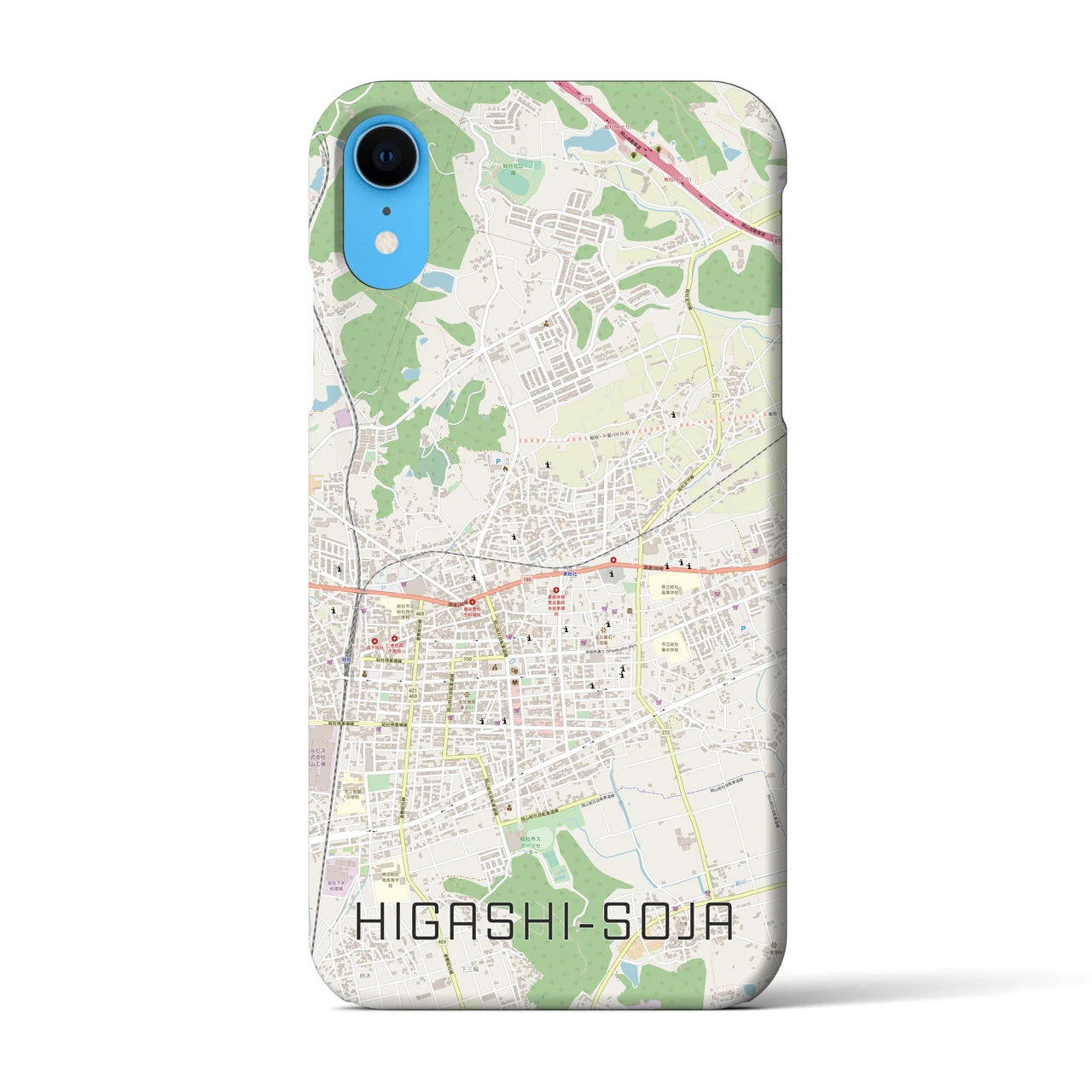 【東総社(岡山県)】地図柄iPhoneケース(バックカバータイプ)