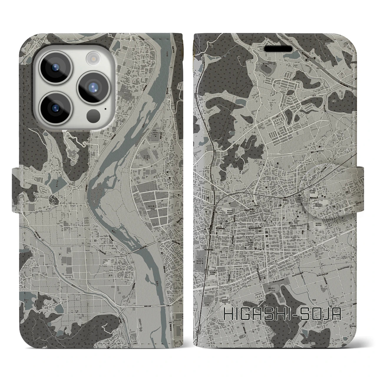 【東総社(岡山県)】地図柄iPhoneケース(手帳タイプ)