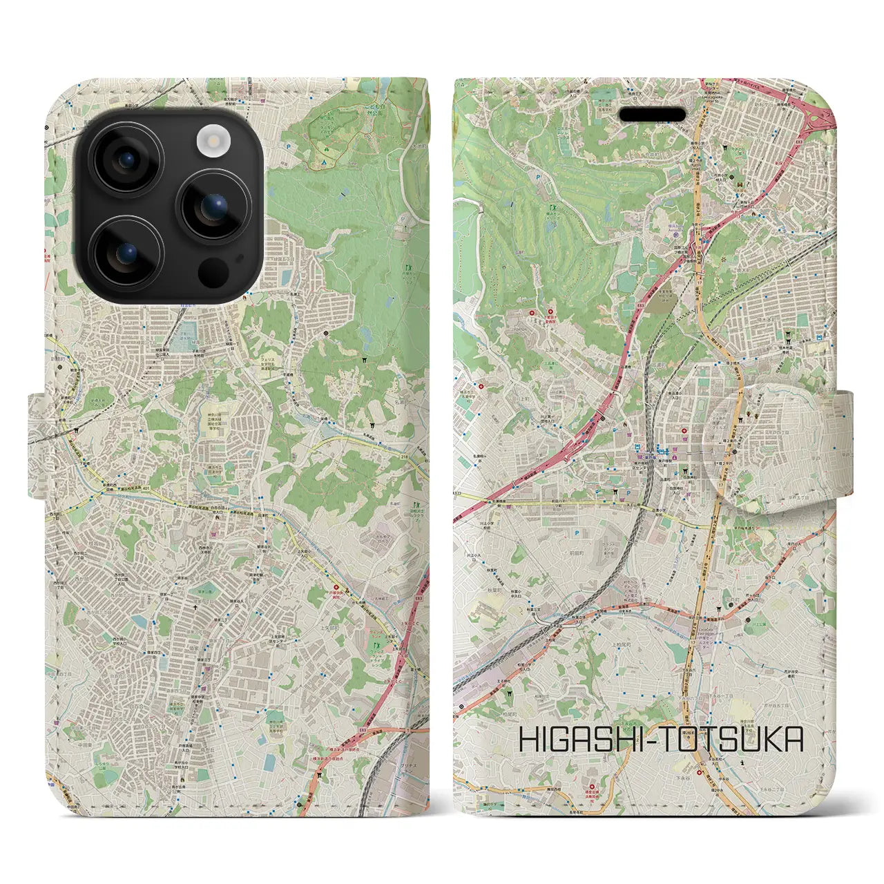 【東戸塚(神奈川県)】地図柄iPhoneケース(手帳タイプ)ナチュラル・iPhone 16 用