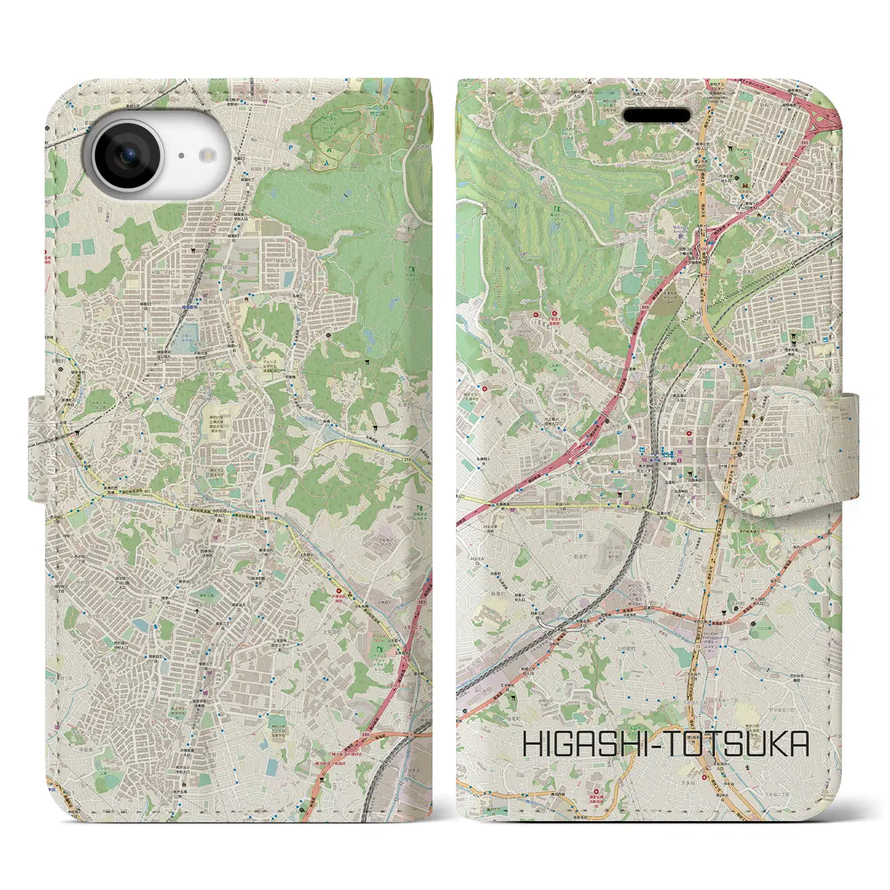 【東戸塚(神奈川県)】地図柄iPhoneケース(手帳タイプ)