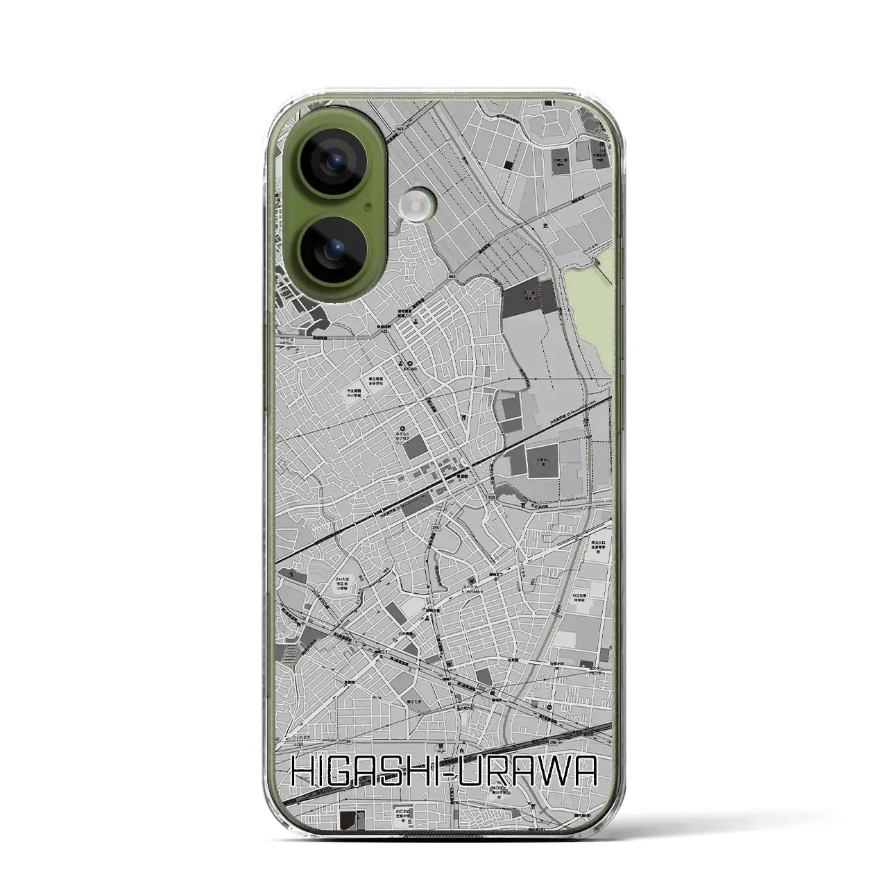 【東浦和(埼玉県)】地図柄iPhoneケース(クリアタイプ)モノトーン・iPhone 17 Pro Max 用