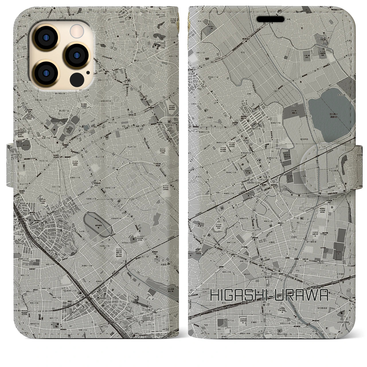 【東浦和(埼玉県)】地図柄iPhoneケース(手帳タイプ)