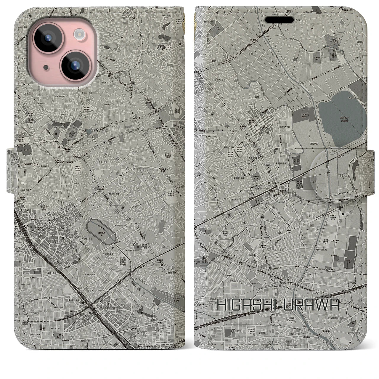 【東浦和(埼玉県)】地図柄iPhoneケース(手帳タイプ)