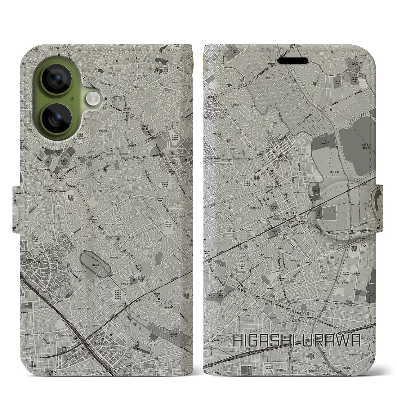 【東浦和(埼玉県)】地図柄iPhoneケース(手帳タイプ)