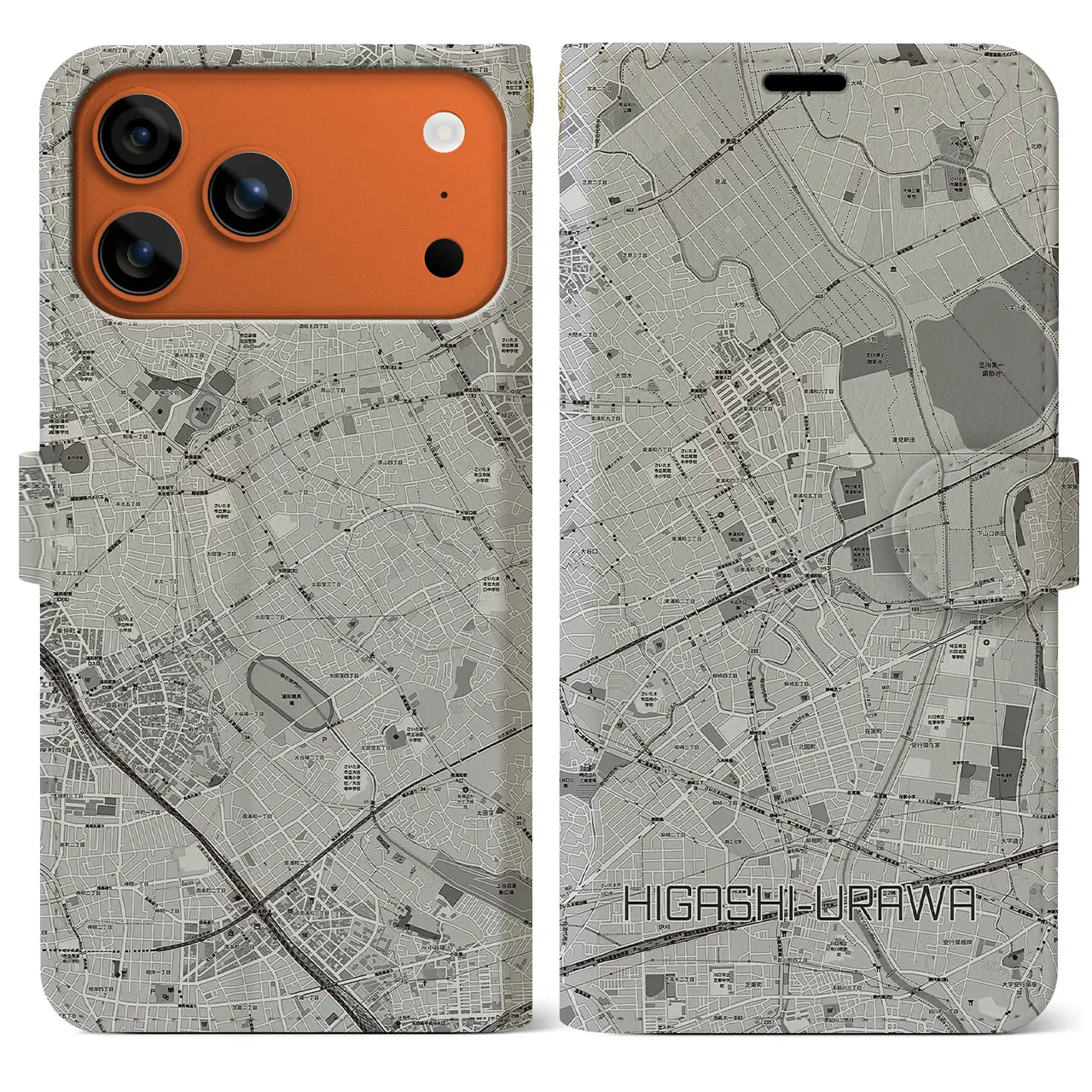 【東浦和(埼玉県)】地図柄iPhoneケース(手帳タイプ)