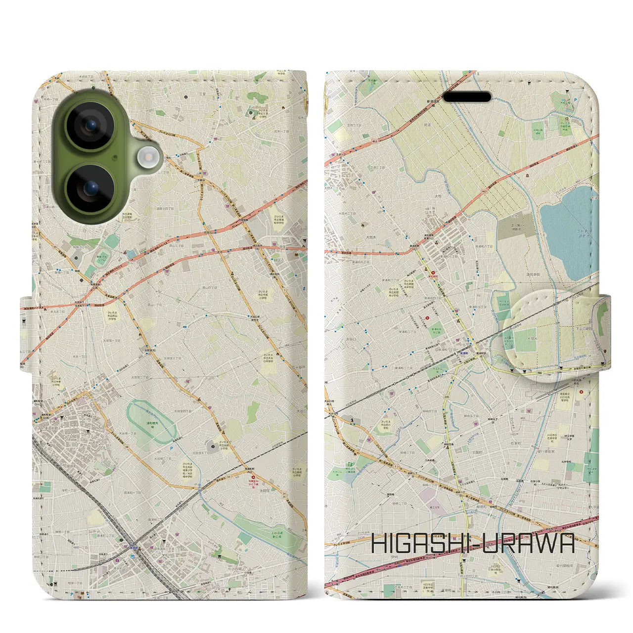 【東浦和(埼玉県)】地図柄iPhoneケース(手帳タイプ)