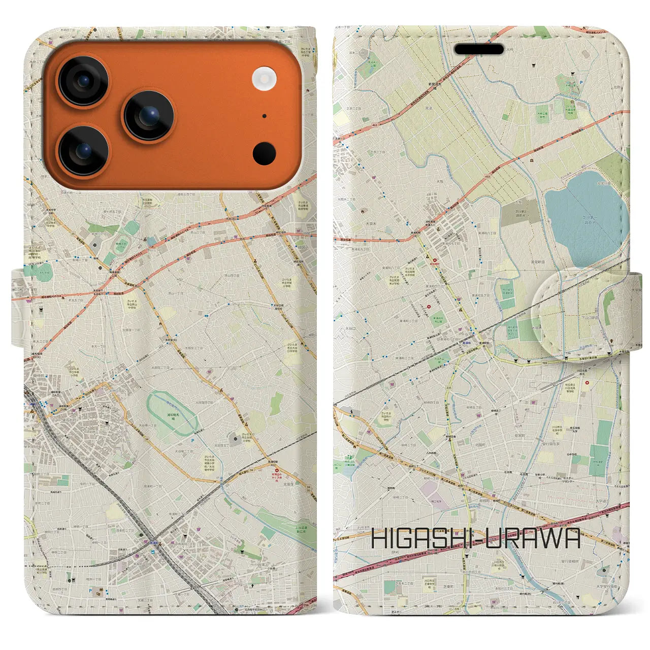 【東浦和(埼玉県)】地図柄iPhoneケース(手帳タイプ)