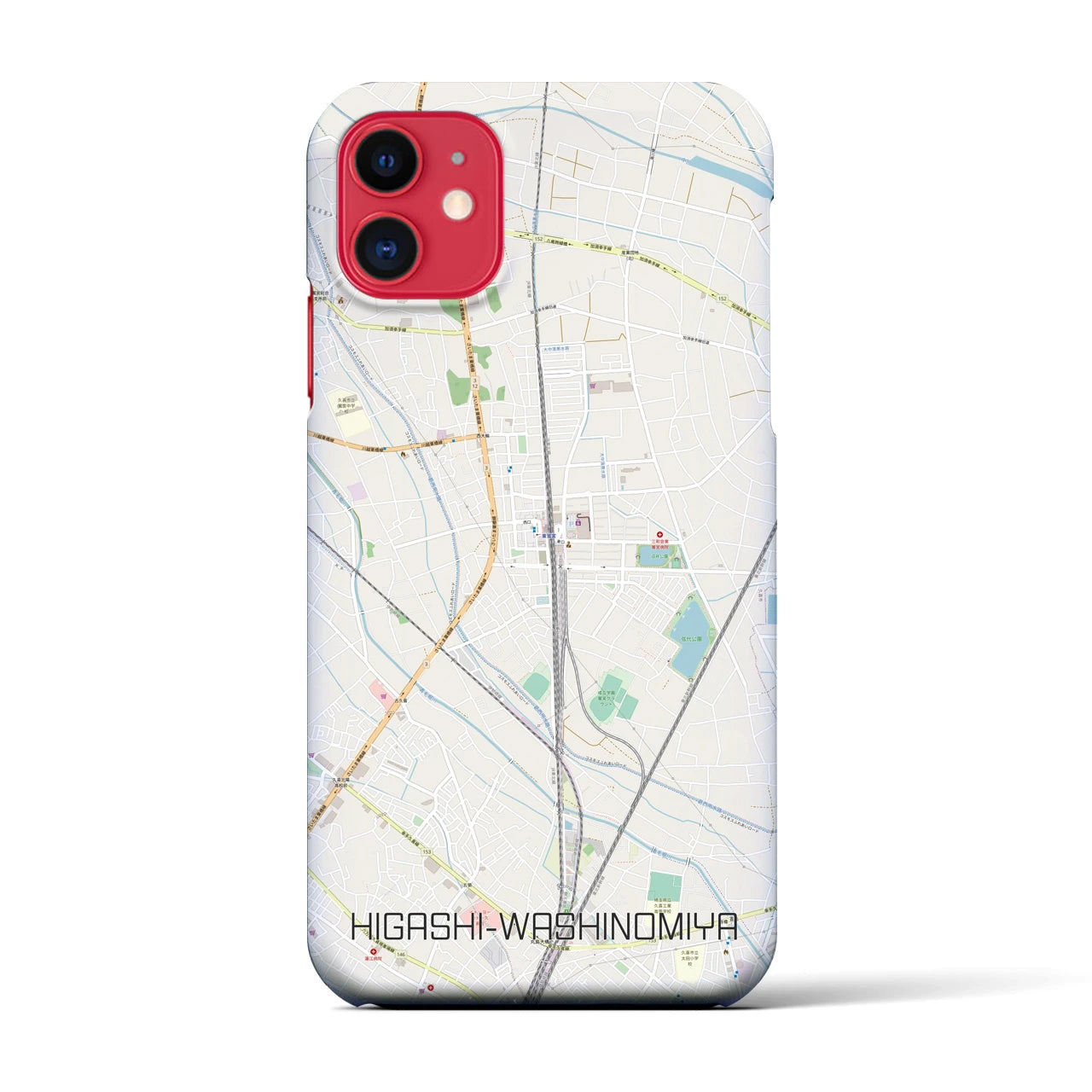 【東鷲宮(埼玉県)】地図柄iPhoneケース(バックカバータイプ)