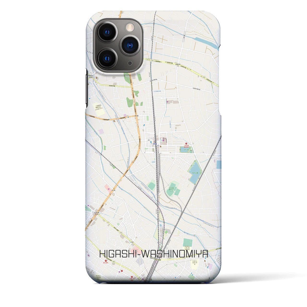 【東鷲宮(埼玉県)】地図柄iPhoneケース(バックカバータイプ)