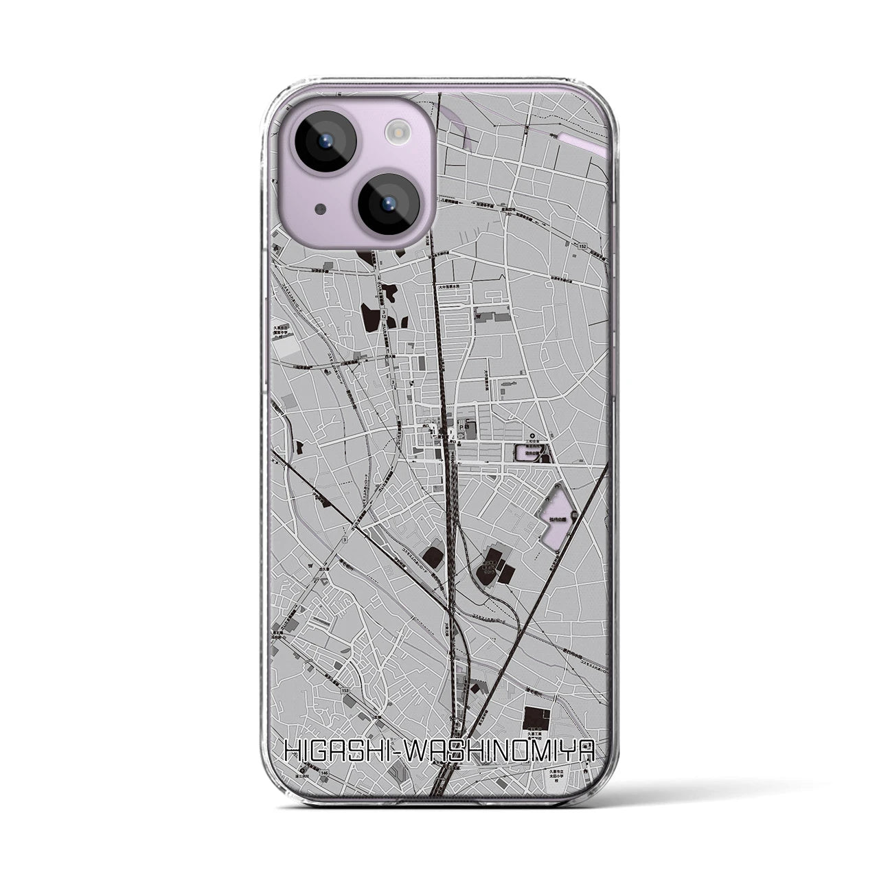 【東鷲宮(埼玉県)】地図柄iPhoneケース(クリアタイプ)