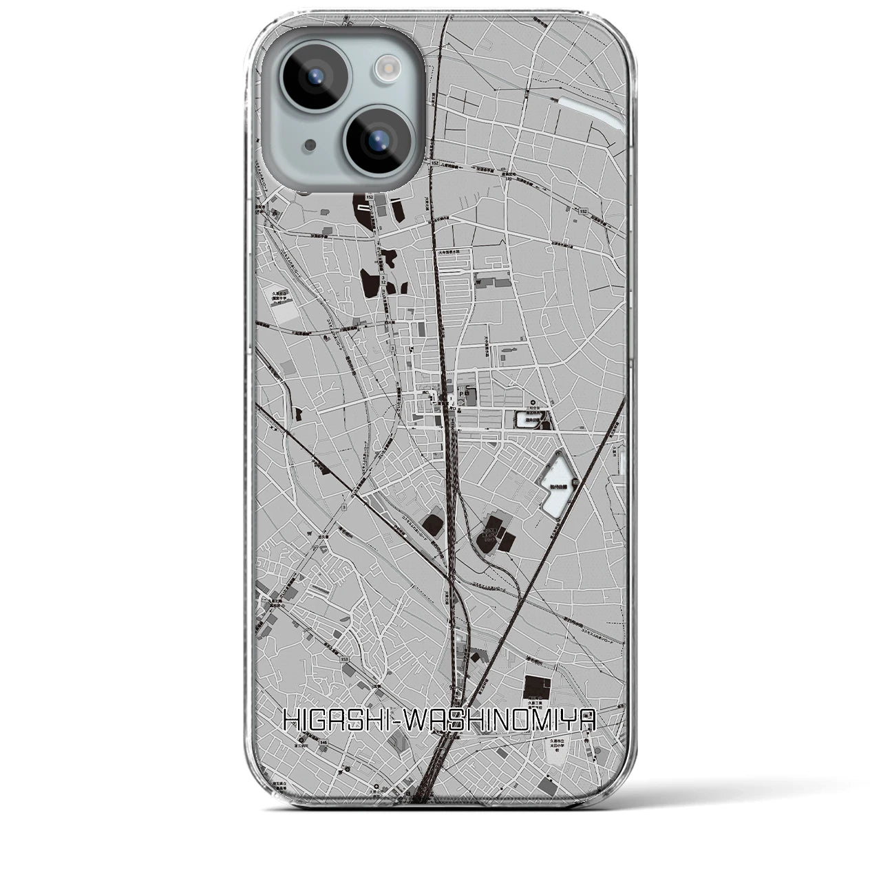 【東鷲宮(埼玉県)】地図柄iPhoneケース(クリアタイプ)