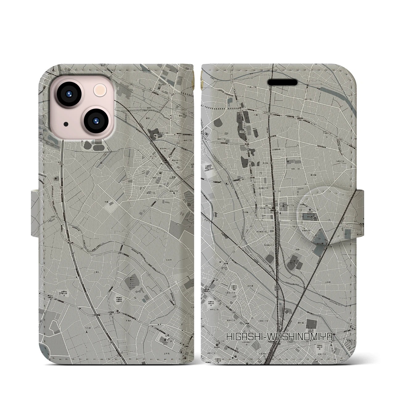 【東鷲宮(埼玉県)】地図柄iPhoneケース(手帳タイプ)