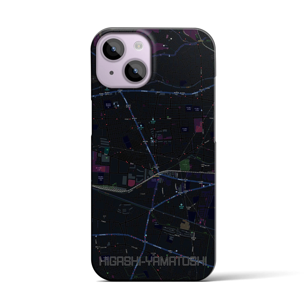 【東大和市(東京都)】地図柄iPhoneケース(バックカバータイプ)