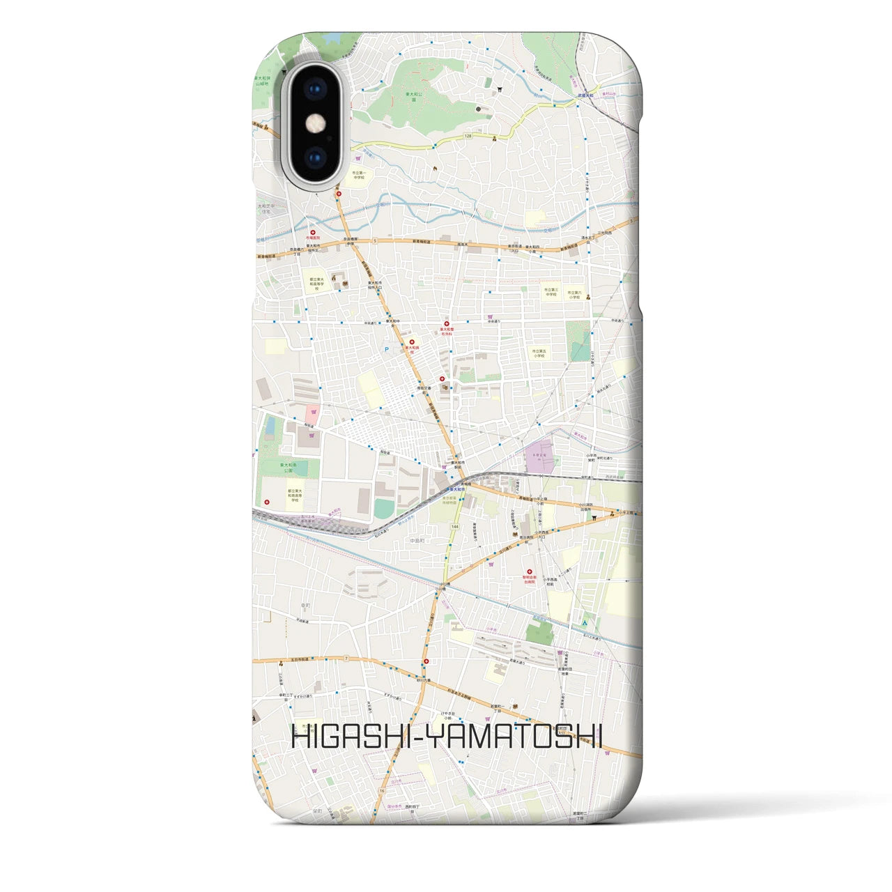 【東大和市(東京都)】地図柄iPhoneケース(バックカバータイプ)