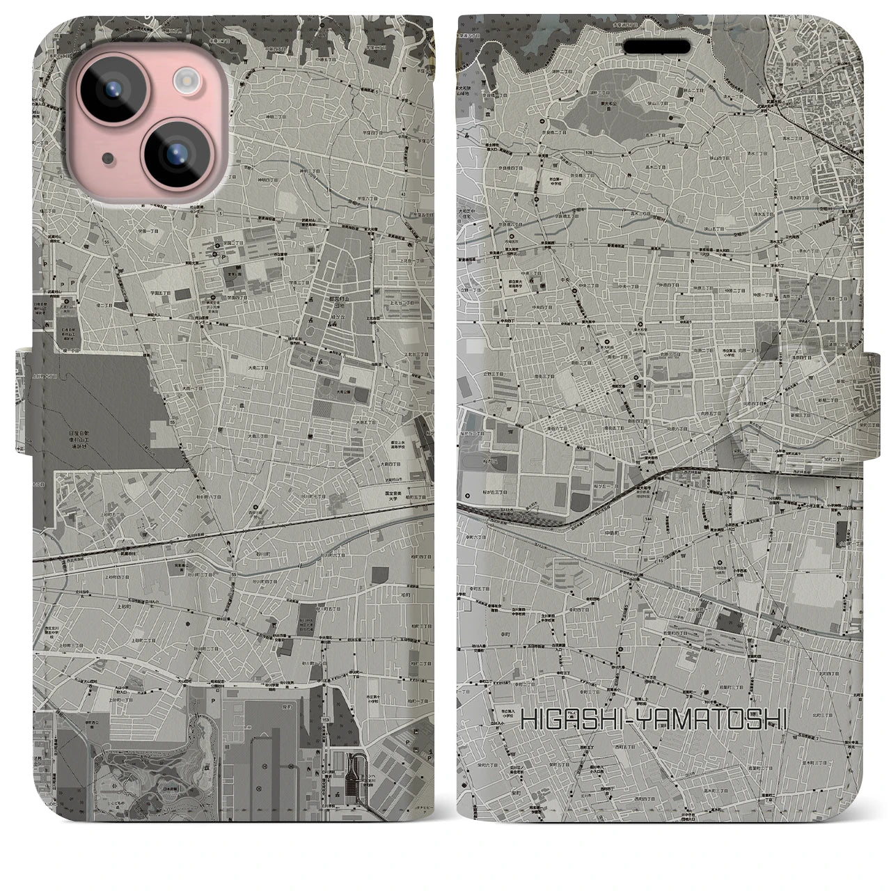 【東大和市(東京都)】地図柄iPhoneケース(手帳タイプ)